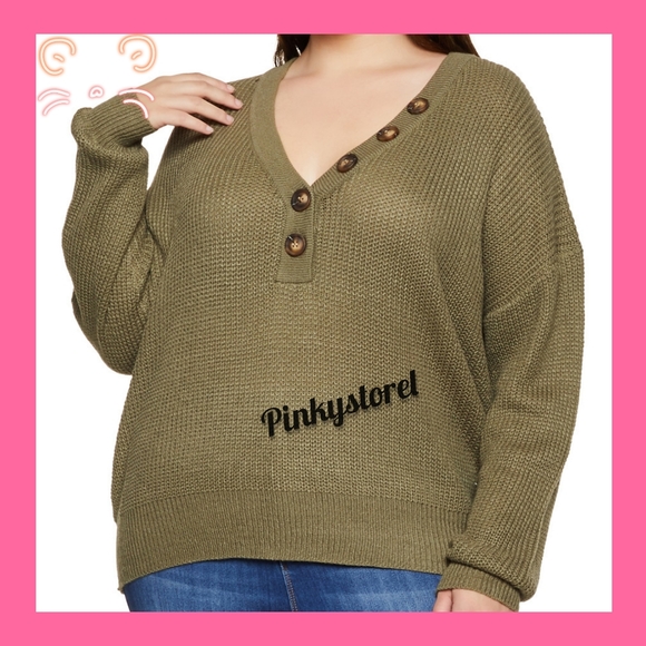 🍃Half Button Sweater🍃 - Picture 1 of 8